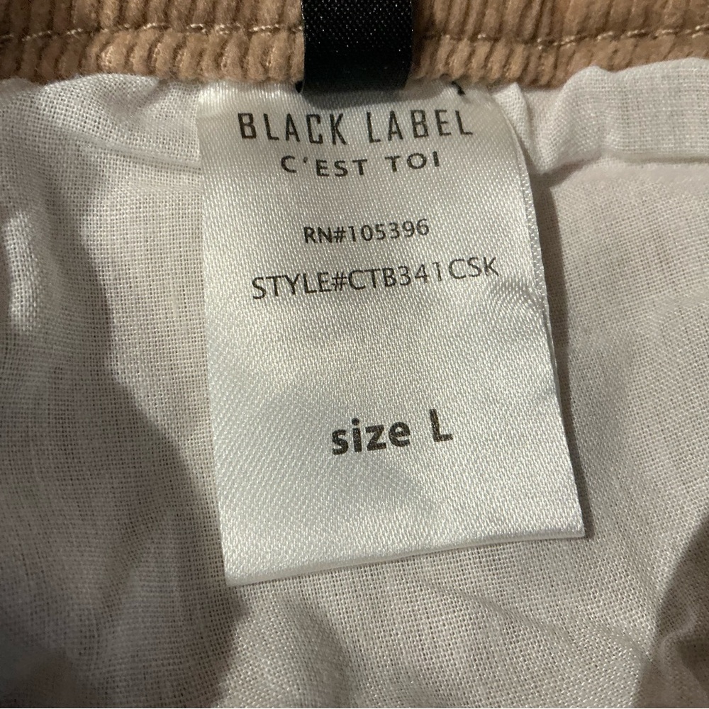 C’EST Toi Black Label Tan Corduroy Skirt High Waist Fall Neutral Stretch NWT L - Picture 7 of 8
